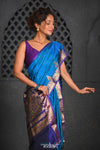 Virasat ~ Handloom Pure Silk Peshwai Nauvari Saree in Turquoise Blue - verymuchindian.com