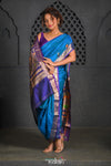 Virasat ~ Handloom Pure Silk Peshwai Nauvari Saree in Turquoise Blue - verymuchindian.com