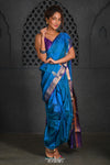 Virasat ~ Handloom Pure Silk Peshwai Nauvari Saree in Turquoise Blue - verymuchindian.com