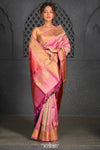 Virasat ~ Handloom Pure Silk Tissue Maharani Paithani with Maharani Pallu in Dual Tone Pink Green - verymuchindian.com