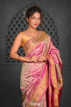 Virasat ~ Handloom Pure Silk Tissue Maharani Paithani with Maharani Pallu in Dual Tone Pink Green - verymuchindian.com