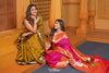 Virasat ~ Handloom Pure Silk Triple Muniya Border Paithani with Parrot Pallu in Rani Pink - verymuchindian.com