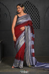 Virasat ~ Traditional Cotton Ilkal Saree in Beautiful Contrast Resham Pallu ~ Brown Grey - verymuchindian.com