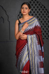 Virasat ~ Traditional Cotton Ilkal Saree in Beautiful Contrast Resham Pallu ~ Brown Grey - verymuchindian.com