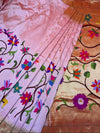 VMI Chosen Weave- Half allover High Quality Pure Silk Intricately Woven Handloom Paithani~ Pretty Peach - verymuchindian.com