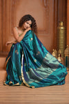Festive Edit! Ganga Ghat ~ Handloom Pure Silk Katan Saree in Sky Blue ( Silk Mark Certified )
