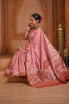 Festive Edit! Ganga Ghat ~ Handloom Pure Silk Chiniya Saree in Peach Pink ( Silk Mark Certified)