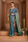 Festive Edit! Ganga Ghat ~ Handloom Pure Crepe Silk Banarasi Saree in Azure Blue ( Silk Mark Certified )
