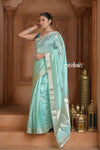 Festive Edit! Ganga Ghat ~ Handloom Pure Katan Silk Saree in Sea Green ( Silk Mark Certified )