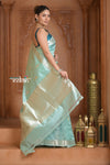 Festive Edit! Ganga Ghat ~ Handloom Pure Katan Silk Saree in Sea Green ( Silk Mark Certified )