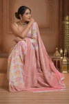 Festive Edit! Ganga Ghat ~ Handloom Pure Silk Chiffon Georgette Saree in Mogra White ( Silk Mark Certified)