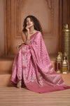 Festive Edit! Ganga Ghat ~ Handloom Pure Silk Chiniya Saree in Soft Pink (Silk Mark Certified)