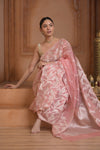 Festive Edit! Ganga Ghat ~ Handloom Pure Kora Silk Saree in Champagne Soft Pink ( Silk Mark Certified )