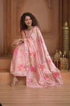 Festive Edit! Ganga Ghat ~ Handloom Pure Silk Saree with Digital Print in Light Pink (Silk Mark Certified)