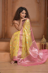 Festive Edit! Ganga Ghat ~ Handloom Pure Kora Silk Kota Saree in Champagne Yellow ( Silk Mark Certified )