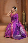 Festive Edit! Ganga Ghat ~ Handloom Pure Silk Katan Saree in Purple Pink (Silk Mark Certified )