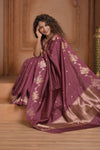 Festive Edit! Ganga Ghat ~ Handloom Pure Silk Katan Saree in Shades of Mauve Brown (Silk Mark Certified )
