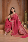 Festive Edit! Ganga Ghat ~ Handloom Khaddi Georgette Saree in Amaranth Pink (Silk Mark Certified)