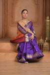 The Festive Edit! Virasat 2.0  ~ Handloom Pure Silk Paithani with Designer Tawa Lotus Pallu in Purple
