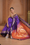 The Festive Edit! Virasat 2.0  ~ Handloom Pure Silk Paithani with Designer Tawa Lotus Pallu in Purple