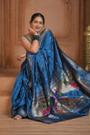 The Festive Edit! Virasat 2.0 ~ Handloom Pure Silk Paithani with Designer Peacock Pallu in Azure Blue