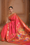 The Festive Edit! Virasat 2.0 ~ Handloom Pure Silk Paithani with 30 Peacock Pallu in Amaranth Pink