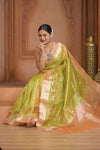 Festive Edit! Ganga Ghat ~ Handloom Pure Silk Tussar Kota Saree in Pastel Yellow ( Silk Mark Certified )
