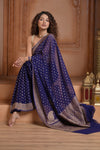 Festive Edit! Ganga Ghat ~ Handloom Khaddi Georgette Saree in Dark Blue (Silk Mark Certified)
