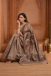 Festive Edit! Ganga Ghat ~ Handloom Pure Silk Chiniya Saree in Palantone Sand (Silk Mark Certified)