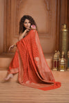 Festive Edit! Ganga Ghat ~ Handloom Khaddi Georgette Saree in Crimson Red (Silk Mark Certified)