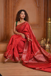 Festive Edit! Ganga Ghat ~ Handloom Pure Silk Chiniya Saree in Crimson Silk Mark Certified)