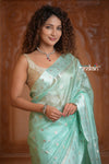 Festive Edit! Ganga Ghat ~ Handloom Pure Silk Tussar Kota Saree in Sea Blue (Silk Mark Certified)