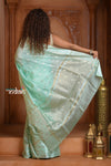 Festive Edit! Ganga Ghat ~ Handloom Pure Silk Tussar Kota Saree in Sea Blue (Silk Mark Certified)