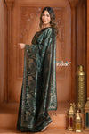 Festive Edit! Ganga Ghat ~ Handloom Pure Silk Katan Saree in Dark Forest Green ( Silk Mark Certified)