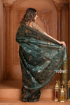 Festive Edit! Ganga Ghat ~ Handloom Pure Silk Katan Saree in Dark Forest Green ( Silk Mark Certified)