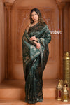 Festive Edit! Ganga Ghat ~ Handloom Pure Silk Katan Saree in Dark Forest Green ( Silk Mark Certified)