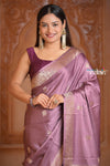 Festive Edit! Ganga Ghat ~ Handloom Pure Silk Satin Saree in Petal Pink (Silk Mark Certified)