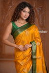Festive Edit! Ganga Ghat ~ Handloom Pure Silk Chiniya Saree in Yellow and Green ( Silk Mark Certified)