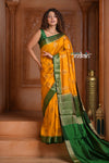 Festive Edit! Ganga Ghat ~ Handloom Pure Silk Chiniya Saree in Yellow and Green ( Silk Mark Certified)