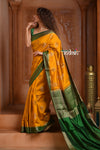 Festive Edit! Ganga Ghat ~ Handloom Pure Silk Chiniya Saree in Yellow and Green ( Silk Mark Certified)
