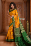 Festive Edit! Ganga Ghat ~ Handloom Pure Silk Chiniya Saree in Yellow and Green ( Silk Mark Certified)