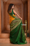 Festive Edit! Ganga Ghat ~ Handloom Pure Silk Chiniya Saree in Yellow and Green ( Silk Mark Certified)