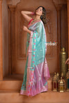 Festive Edit! Ganga Ghat ~ Handloom Pure Silk Tussar Kota Saree in Pastel Blue ( Silk Mark Certified )