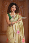 Festive Edit! Ganga Ghat ~ Handloom Pure Silk Saree with Digital Print in Pantone Yellow ( Silk Mark Certified )