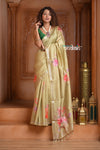 Festive Edit! Ganga Ghat ~ Handloom Pure Silk Saree with Digital Print in Pantone Yellow ( Silk Mark Certified )