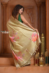 Festive Edit! Ganga Ghat ~ Handloom Pure Silk Saree with Digital Print in Pantone Yellow ( Silk Mark Certified )