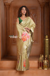 Festive Edit! Ganga Ghat ~ Handloom Pure Silk Saree with Digital Print in Pantone Yellow ( Silk Mark Certified )