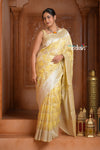 Festive Edit! Ganga Ghat ~ Handloom Pure Tissue Silk Saree in Champagne Yellow (Silk Mark Certified)