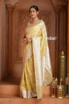 Festive Edit! Ganga Ghat ~ Handloom Pure Tissue Silk Saree in Champagne Yellow (Silk Mark Certified)