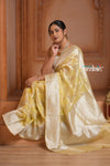 Festive Edit! Ganga Ghat ~ Handloom Pure Tissue Silk Saree in Champagne Yellow (Silk Mark Certified)